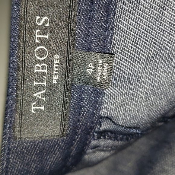 TALBOTS- Dark Stretch Denim Pencil Skirt w Lace Up Front, Size 4 Petite - Picture 6 of 7